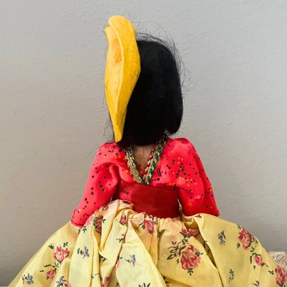 Vintage 7.5" Doll Spanish Mexican Girl Sleepy Eyes Floral Dress Souvenir - Picture 11 of 13